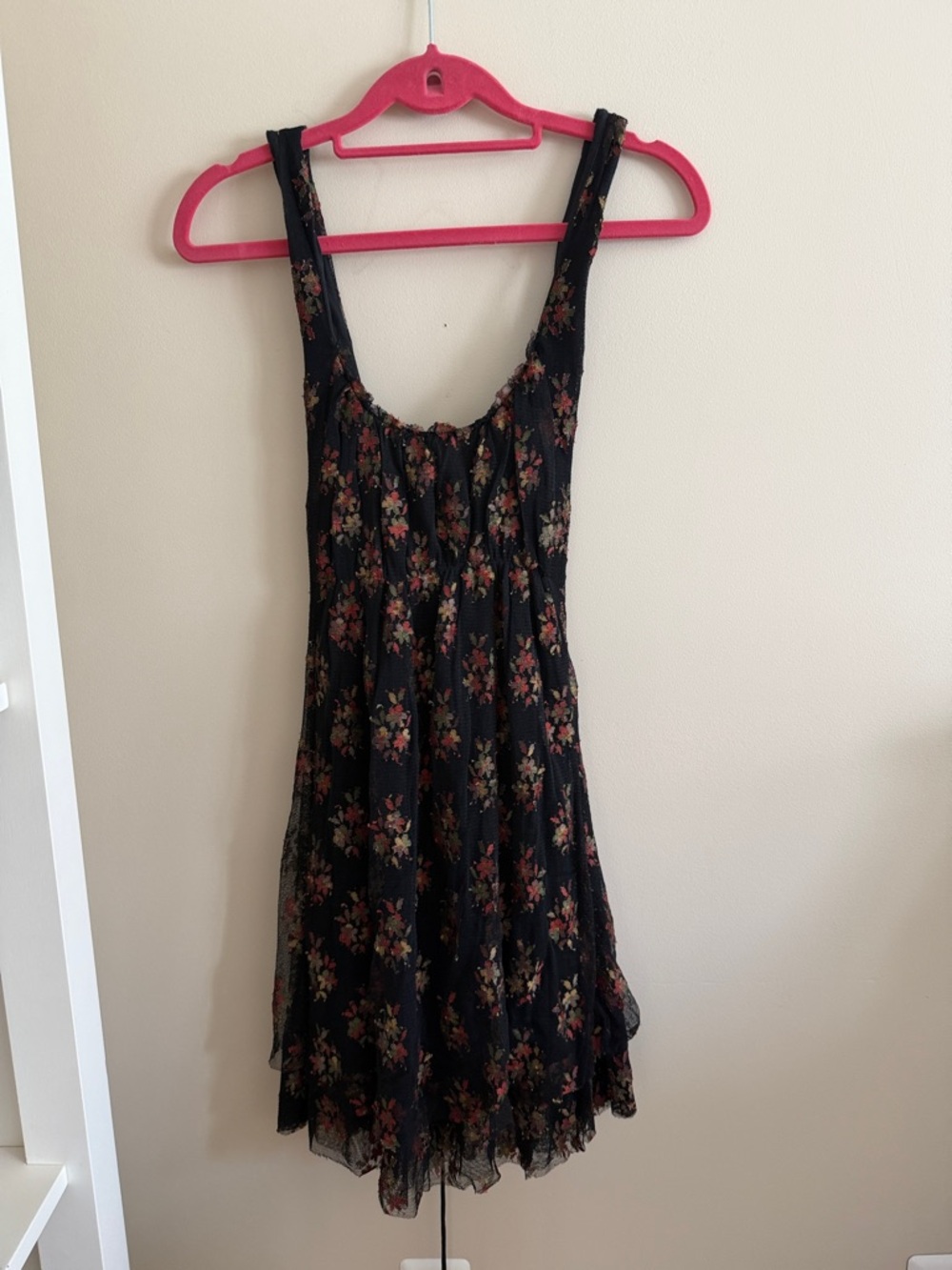 Free People Women's Black Floral Dress - Corset tie in back